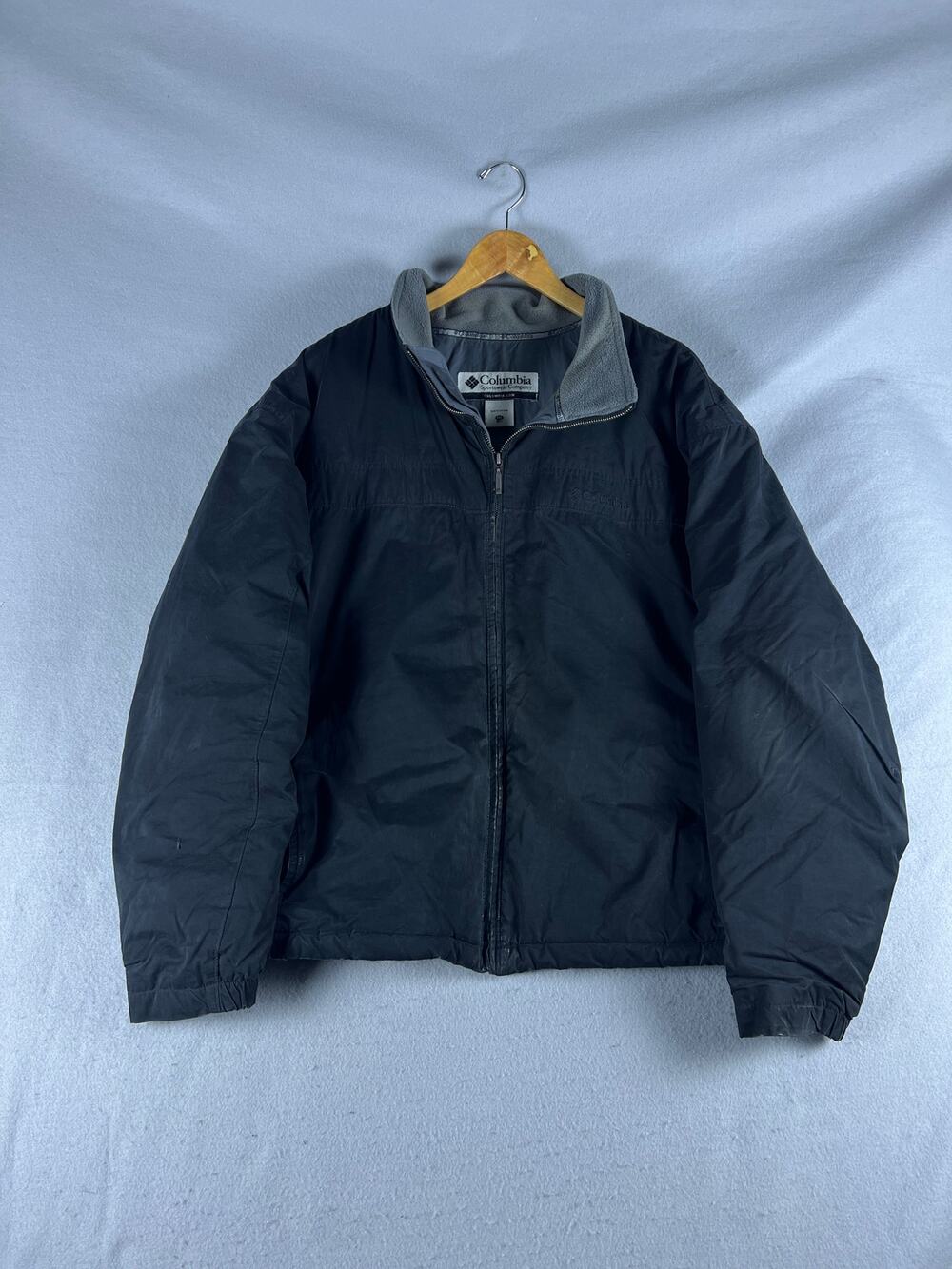 Columbia Jacket Mens 2XL Black Full Zip Fleece Lined Heavyweight Outdoor Hiking